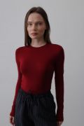 Uzun Kol Crop Top - Bordo resmi